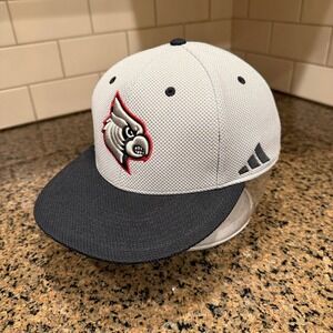 Louisville Cardinals Adidas Fitted Hat Cap Size 7 3/8 Grey Black
